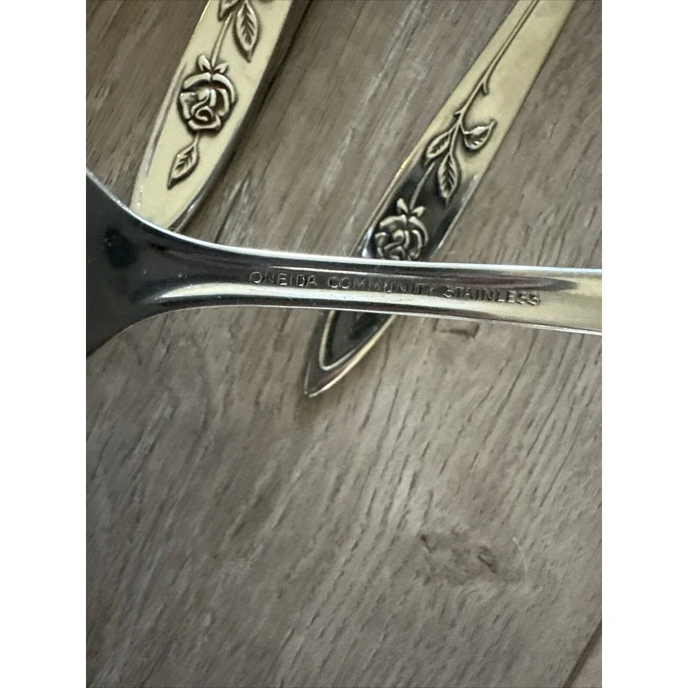Lot Of 4 Oneida Community My Rose Stainless Serving‎ Utensil Set Serving Spoon